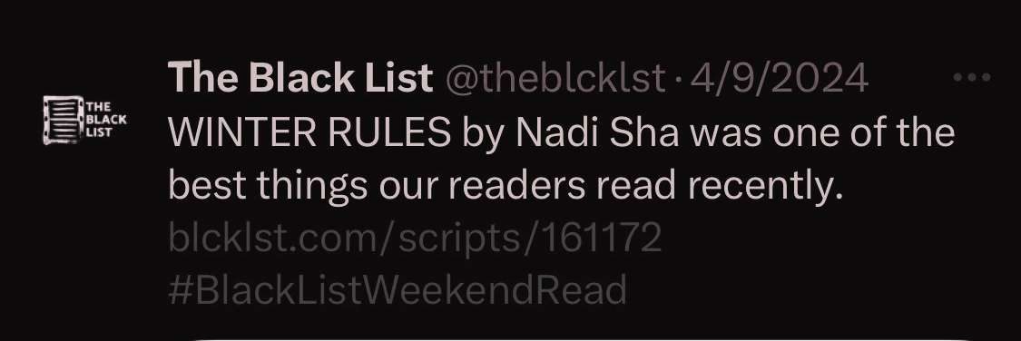 The Black List: WINTER RULES by Nadi Sha was one of the best things our readers read recently.